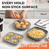 Juego de accesorios de silicona para freidora de aire 3 en 1: forro plegable, molde para muffins de 7 tazas y molde para morder huevos de 4 tazas con marco de acero