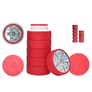 Botella de agua de silicona para banda de rodadura de neum&aacute;ticos, 750 ml, dise&ntilde;o patentado, plegable, tapa con base de rueda de aleaci&oacute;n