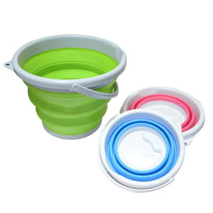 Secchio in silicone pieghevole 3L / 5L / 10L – Secchio per acqua pieghevole portatile con gancio e scanalatura inferiore per esterni, campeggio, pesca e pulizia della casa | Personalizzato OEM