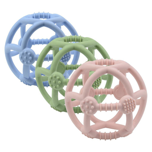 Mordedor sensorial de bola de silicona sin BPA con protuberancias molares: masajeador de enc&iacute;as 3 en 1, entrenador de agarre y sonajero para beb&eacute;s, disponible OEM/ODM