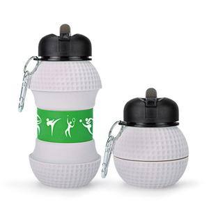 Zusammenklappbare Silikon-Wasserflasche in Golfballform – 550 ml, BPA-freie, faltbare Sportflasche f&uuml;r Kinder und Outdoor | Benutzerdefiniertes Logo OEM