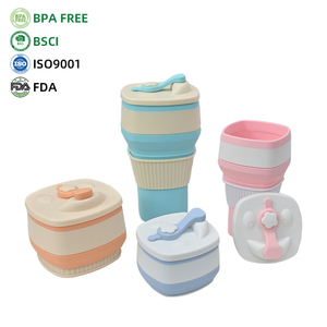 실리콘 접이식 커피 컵 세트 – 부모 및 자녀 550ml + 300ml, 접이식 여행용 머그, BPA 무료, OEM 도매