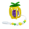 Mordedor de pi&ntilde;a de silicona: mordedor de frutas tropicales de jaula abierta con campana rodante