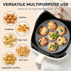 Juego de accesorios de silicona para freidora de aire 3 en 1: forro plegable, molde para muffins de 7 tazas y molde para morder huevos de 4 tazas con marco de acero