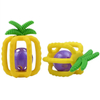 Mordedor de pi&ntilde;a de silicona: mordedor de frutas tropicales de jaula abierta con campana rodante