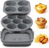 Silikon-Luftfritteusen-Zubeh&ouml;rset 3-in-1 – zusammenklappbarer Einsatz, Muffinform f&uuml;r 7 Tassen und Eierbissform f&uuml;r 4 Tassen mit Stahlrahmen