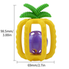 Mordedor de pi&ntilde;a de silicona: mordedor de frutas tropicales de jaula abierta con campana rodante
